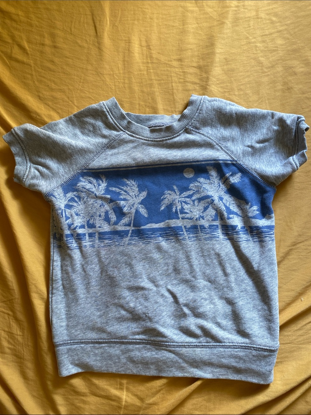 Palm Tree Short-Sleeve Gray Sweatshirt/T-Shirt